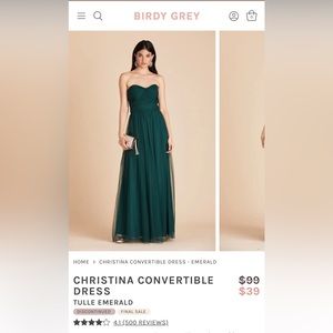 Birdy Grey Christina Covertible Dress Emerald Size Medium